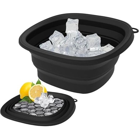 Isbad til ansigtet - Foldbar silikone isbads skål til ansigtet, foldbart spa-værktøj med indbygget bakke, bærbar genanvendelig vaskebalje til 