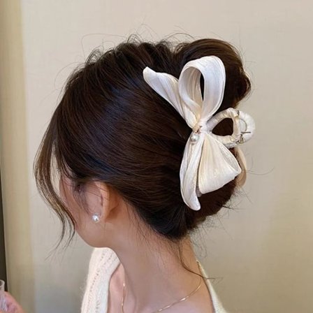 Pearl Hair Claw Clips Suuret rusetit hiusklipsit CHAMPAGNE