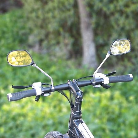 Cykel Bakspejl Elcykel Spejlsæt med 2 Styr Spejle med Reflektor Hvid Fleksibel