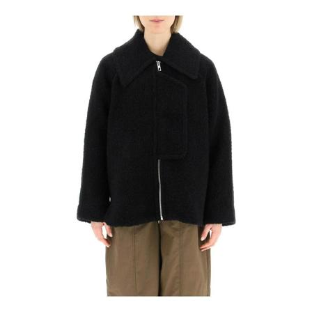 Ganni Single-Breasted Coats Sort, Dame Uldfrakker