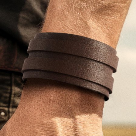 Gladius | Pulsera gruesa de cuero de búfalo de grano completo marrón para hombres - Pulseras anchas