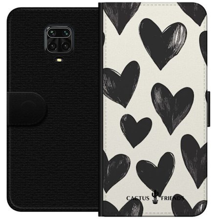 Kompatibel Tegnebogsetui til Xiaomi Xiaomi Redmi Note 9S Cactus and Friends - Bold Black Love Pattern