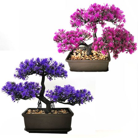 Kunstig bonsai-plante kunstig tre - japansk naturtro - kunstig plastplante for kontor/vinduskarm/gårdsborddekorasjon