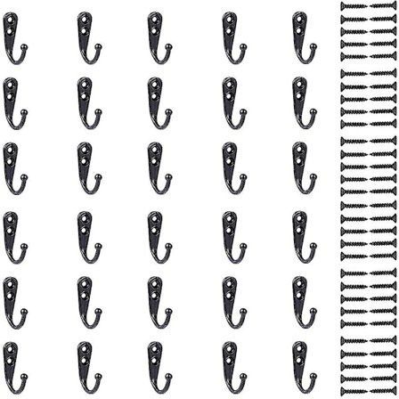 Klädkrokar, 30 st Klädhängare Väggkrokar Vägg Metall Klädkrokar Med