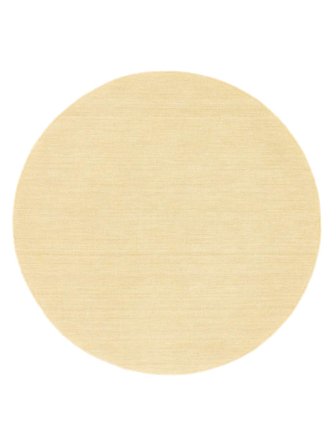 Handloom Flat Ø 250 Grand Jaune Poudré Uni Rond Tapis De Laine