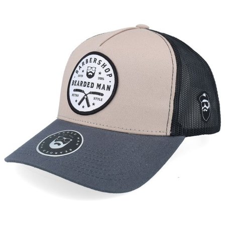 Bearded Man - Grå trucker Keps - Barber Shop Retro Grey/Black/Charcoal A-frame Trucker @ Hatstore