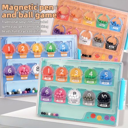 Magnetic Beads Logic Game för barn 3+ år, färgsortering tidig pedagogisk leksak, kreativ vägsökning STEM-leksak med material