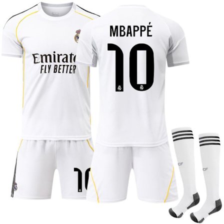 2025-2026 Real Madrid Hjemme Barn Voksen Fotballdrakt Nr.10 Mbappe