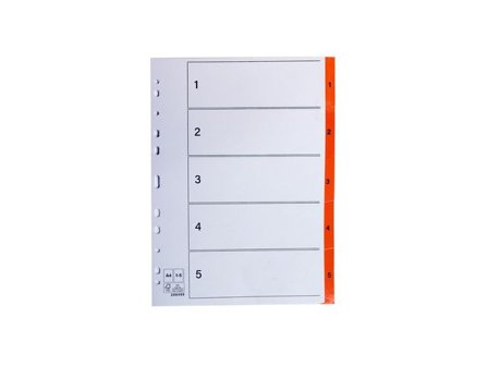 Register plastflik 1-5 orange 20/fp - Lyreco - Kontorsmaterial - Pärmar och register - Servoregister