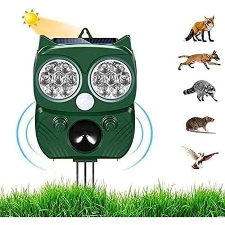 Katteskremmer, kraftig dyreskremmer og ultralyd med LED-lampe, vanntett skremmer med solcelle- eller batterilading, beste følgesvenn for hagen