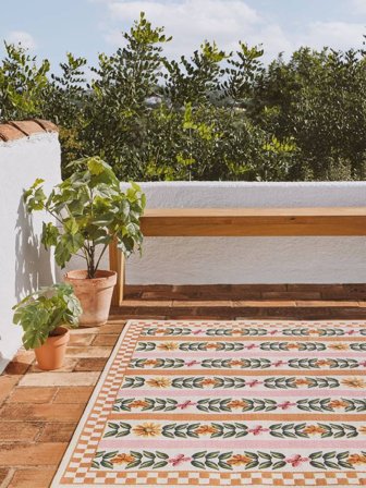 Anita Sisä-/Ulkomatto Pestävä 140X200 Pieni Roosa/Oranssi Matot