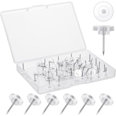 50 stk Klare Tommelnagler, 16 mm Flat Tommelnagle Vegg Push Pins DXGHC