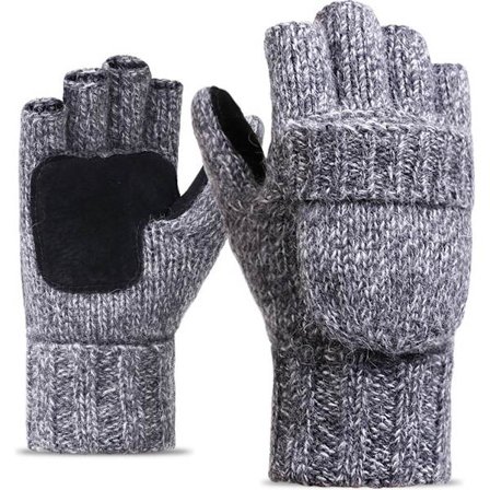 Handsker Vinter - Damehandsker - Fingerløse handsker - Damehandsker - Uldhandsker 22 cm, Lysegrå