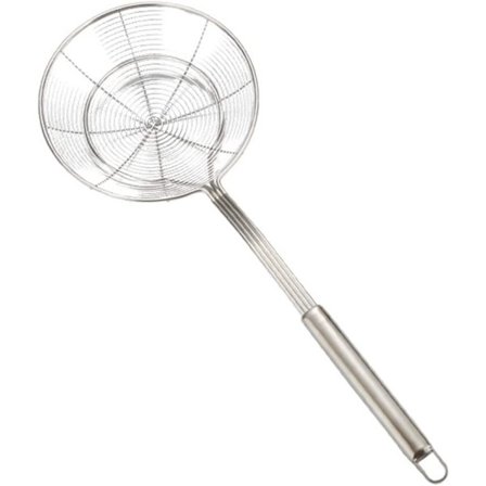 Rustfrit stål køkkentrådsskummeske med net-edderkop-slids madøse til stegt pasta Størrelse S 47Ã 20Ã 5cm Sølv.