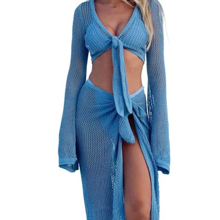 Naisten uimapuvut Peite Up Set Ontto Ulos Virkata Crop Tops Hame Uimapuku