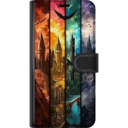 Kompatibel Tegnebogsetui til Xiaomi Xiaomi Redmi A3 Fire magiske slotte i forskellige elementfarver, episk fantasykunst med ild vand luft og mørke i