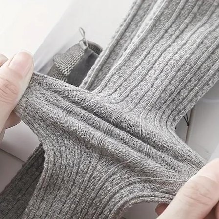 Strikket, fotet varm strømpebukse for tenåringsjenter for vår, høst og vinter, 77% bomull, myk, komfortabel, elastisk, slim fit, lysegrå