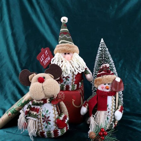 3 sittande jultomtar, plysch jultomte snögubbe renleksaksdocka för julbordskiva skrivbord öppen spis bordsdekoration för hemfestival