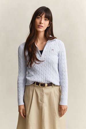 GANT Damen Zopfstrick Troyer (M) Hellblau