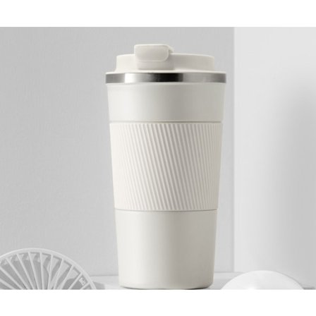 Vakuumisoleret kafferejsekrus i rustfrit stål til kolde og varme drikke - Hvid - 510 ml