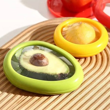 Frugt- og grøntsagsopbevaringsbeholder-sæt til avocado, løg, citron, tomat, opbevaring og genanvendelig opbevaring - 6 stykker