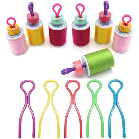 100 st plastsymaskiner spolar clips färgglada, plastsymaskiner spolar kompisar clips klämma tråd spole klämma, 5 färger