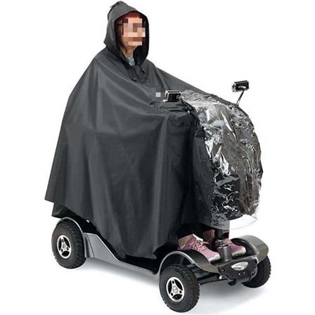 ING El-scooter Regnponcho, 161*141 cm, Vandtæt, Let og Kompakt, Sort
