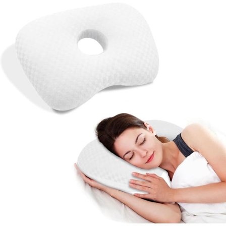 Ear Hole Pillow - Ergonomic Pillow for Side Sleepers, No Pressure on Ears, to Reduce Inflammation and Pressure Sores