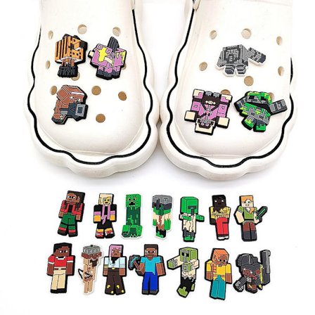 20 stk. Tegneserie Minecraft Sko Charms Dekoration Til DIY Croc Træsko Sandaler Tilbehør