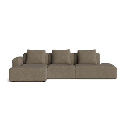 Como chaiselong sofa, venstrevendt | open end - Aurora Brun - 308x155x83cm - Håndlavet Sofa med ekstra rygpuder, chaiselong og open end