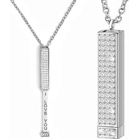 Jag älskar dig - Halsband med dolt meddelande, Halsband med hemligt meddelande och skjutreglage