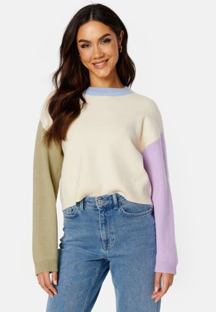 Pieces Tea LS O-Neck Knit Whitecap Gray Detail Klær