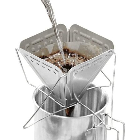 Foldbar kaffefilter for 3-5 personer, gjenbrukbar rustfritt stål