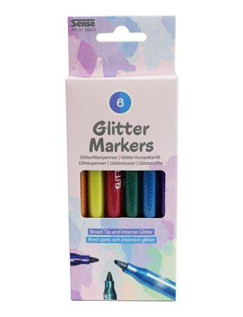 Glitter Fiberpennor 6-P Patterned Sense