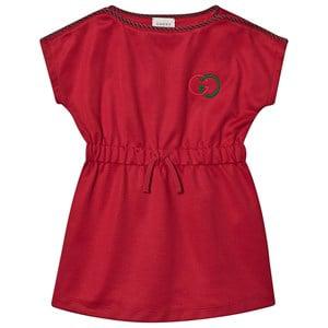 Kids - Gucci Red and Green Elasticated Waist GG Logo Dress with Braid Detail 8 years - Dresses - 8 years - Red