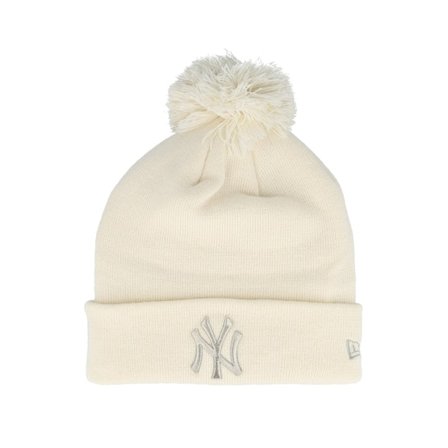 New Era - MLB Beige pom Beanie - New York Yankees Womens Bobble Metallic/Light Beige Pom @ Hatstore