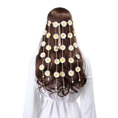 Hårbånd med solsikke- og perlemønster, justerbar blomst tiara (hvit)