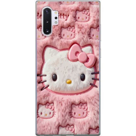 Yhteensopiva Puhelinkuori Samsung Galaxy Note10+ Hello Kitty vaaleanpunainen pörröinen tausta, jossa on ikoninen kasvot ja kawaii-esteettisyys