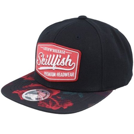 Skillfish - Röd snapback Keps - Premium Fishing Roses Black/Red Snapback @ Hatstore