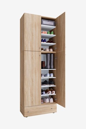 VCM - Vcm Skoskåp Lona Xxl 9-fack med gångjärnsdörrar - Med låda - Beige - Skoskåp - Från Homeroom