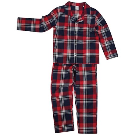 SF Minni Barn/Barn Tartan Pyjamas Set 3-4 År Röd/Marinblå