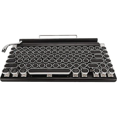 Mekanisk tangentbord, 2000mah litiumbatteri bakgrundsbelysning vattentät 83 tangenter skrivmaskin mekaniskt tangentbord retro med metallrunda knappar 