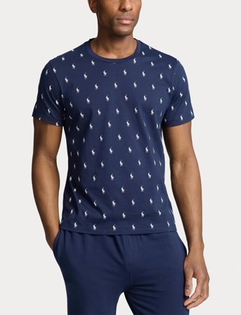 Polo Ralph Lauren Allover Pony Cotton Jersey Sleep Shirt - Navy - XL