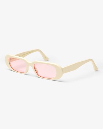 Sunglass 09 - Ivory White Solid - Light Pink - One Size