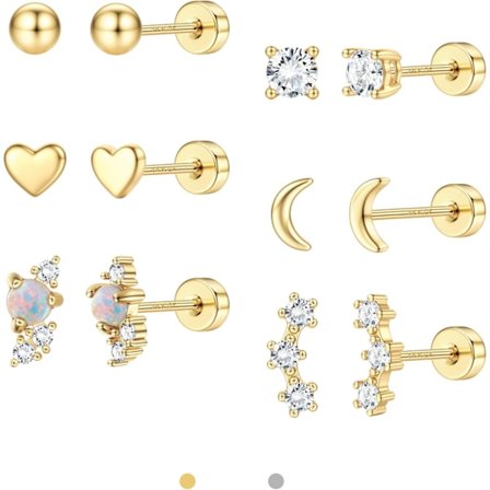 Delikate Hypoallergeniske Øredobber med Flat Bakside for Kvinner Trendy | 14K Gullfylt Ørepynt Helix Conch Tragus Piercing Smykke