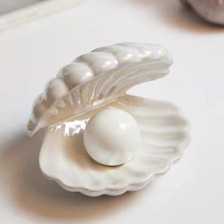 Seashell Pearl Light Accent Lamp Nattlampa Pärla i Snäcka Ornament Samlarobjekt Bord