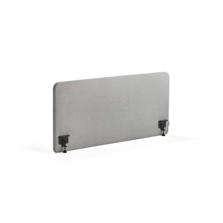 Tischteiler ZONE, schwarze Halterungen, 1400x650x36 mm, Stoff Etna, hellgrau