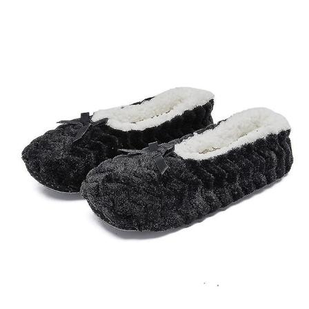 Naisten Sisäkäyttöön Lämpimät Fleece Tohvelit Talvella Pehmeät Mukavat Liukumattomat Pehmokengät Black 39-41