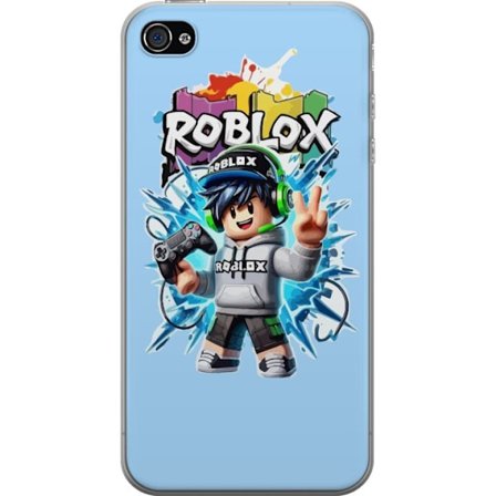 Kompatibelt Mobilskal till Apple Apple iPhone 4s Färgstark Roblox-karaktär med handkontroll och energifylld splash art design, perfekt för barnrum