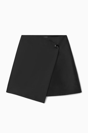 COS Women's Brooch-Detail Wool-Blend Mini Skirt in Black
